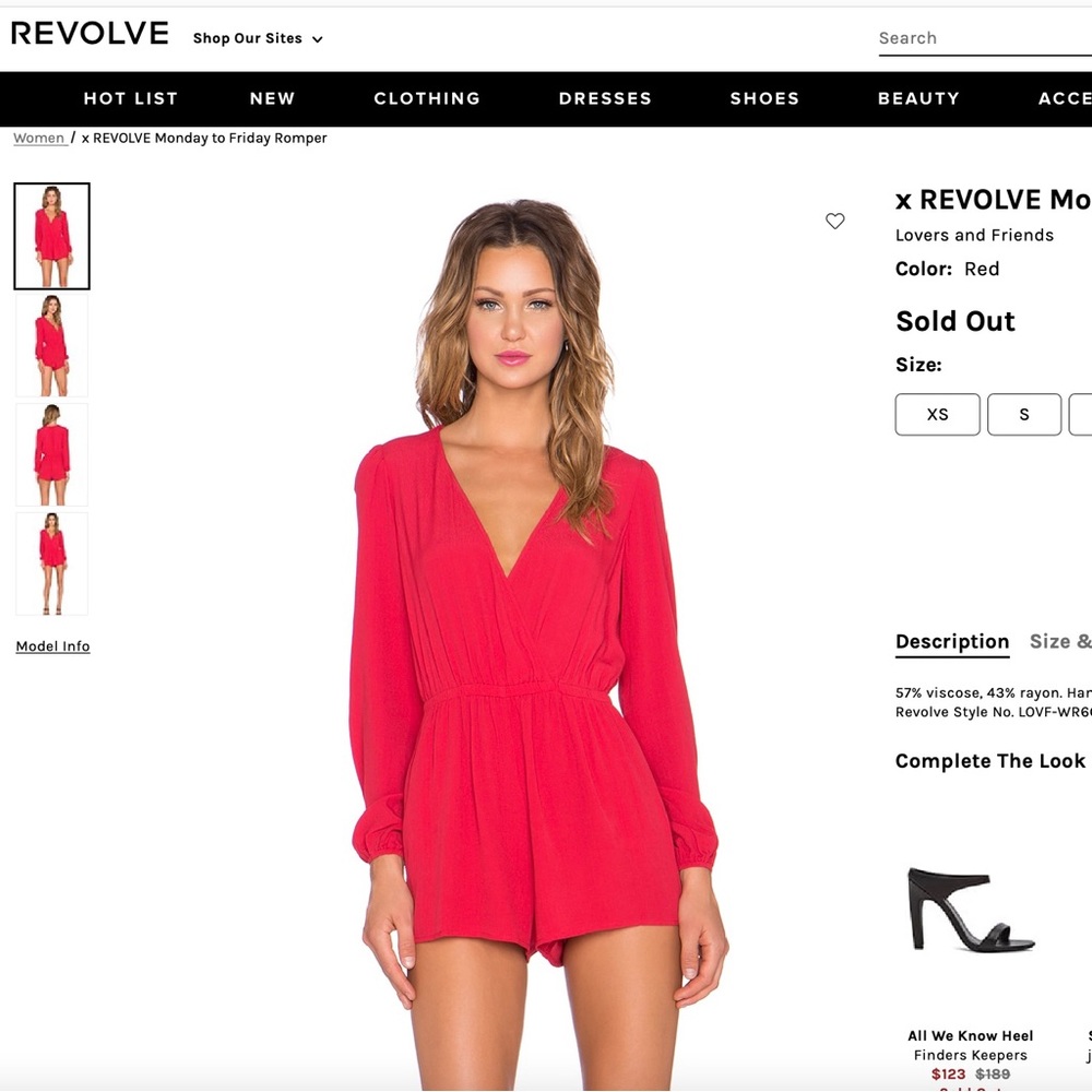 Lovers + Friends Red Long Sleeve Romper - Picture 2 of 5